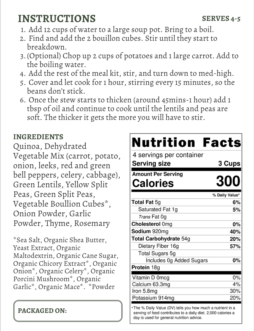 Hearty Vegetable Stew Kit